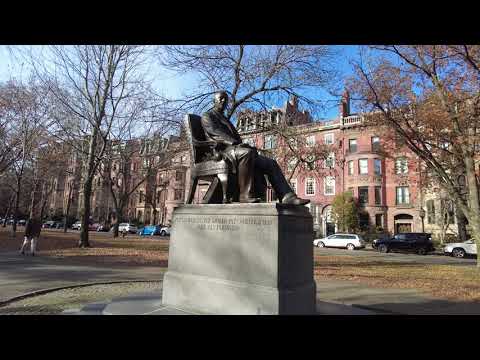 ⁴ᴷ⁶⁰ Walking Boston, MA: The Commonwealth Avenue Mall in Back Bay
