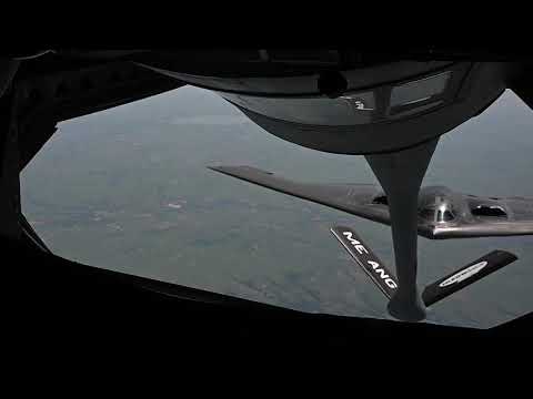 USAF B-2 Spirit refueling by a Maine ANG KC-135