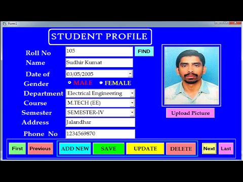 Create Save Update Delete and Search Student Profile Using Visual Basic 6.0 and Ms Access database Video