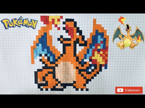 TUTO DESSIN PIXEL ART DRACAUFEU POKEMON / HOW TO DRAW CHARIZARD PIXEL ART #3 #pixelartpokemon