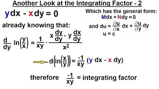 Differential Equation - 1st Order: Integrating Factor (9 of 14) Integrating Factor Another Look - 2