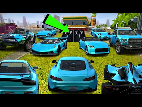 All Blue Cars Stunts Through Ramp 1 Challenge // Extreme Car  Driving Simulator // Cars Gameplay