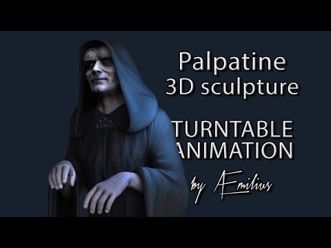 Palpatine 3D sculpture - Renders and turntable animation