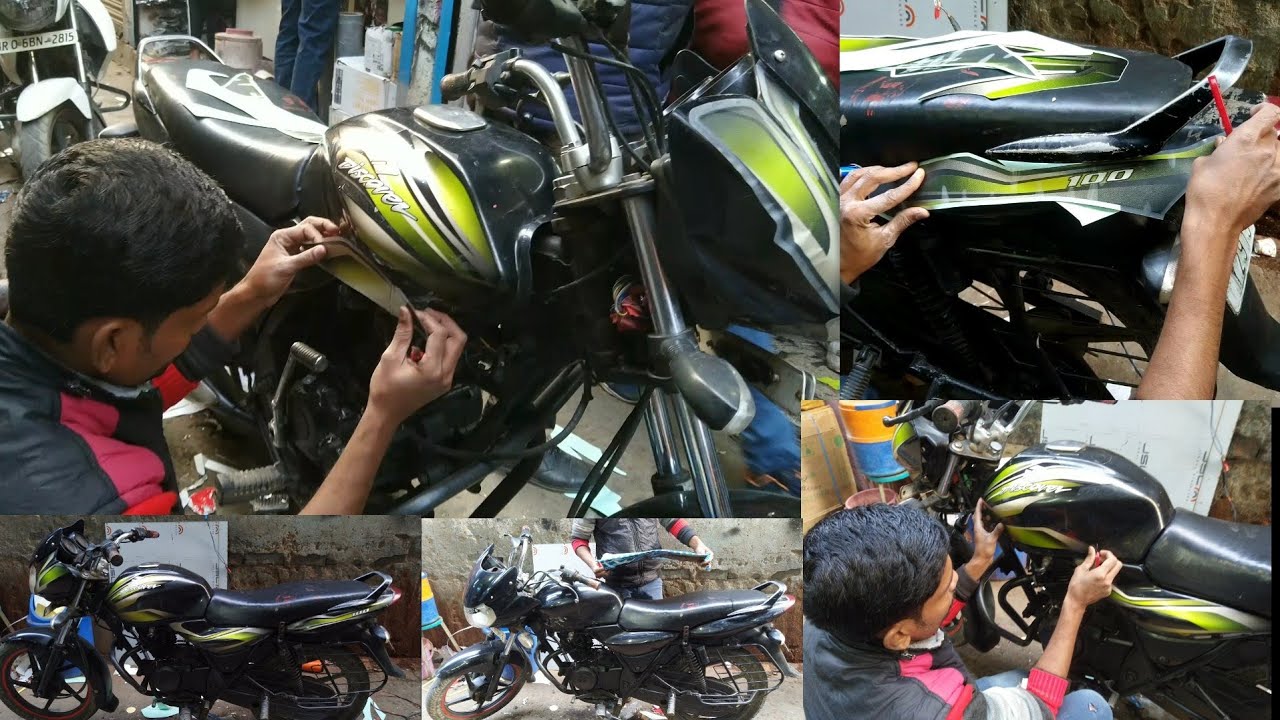 Changing Old Discover 100cc Body Graphics Sticker | Green 3D Sticker | PATNA BIKES