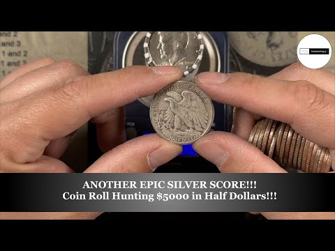 ANOTHER EPIC SILVER SCORE!!! Coin Roll Hunting $5000 in Half Dollars!!!