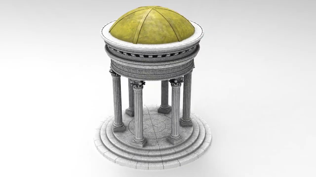 Tholos in marmo neoclassico con colonne corinzie Modello 3D