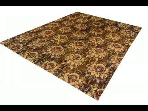 Nasrin Brown Wool Hand Knotted Indian Rug