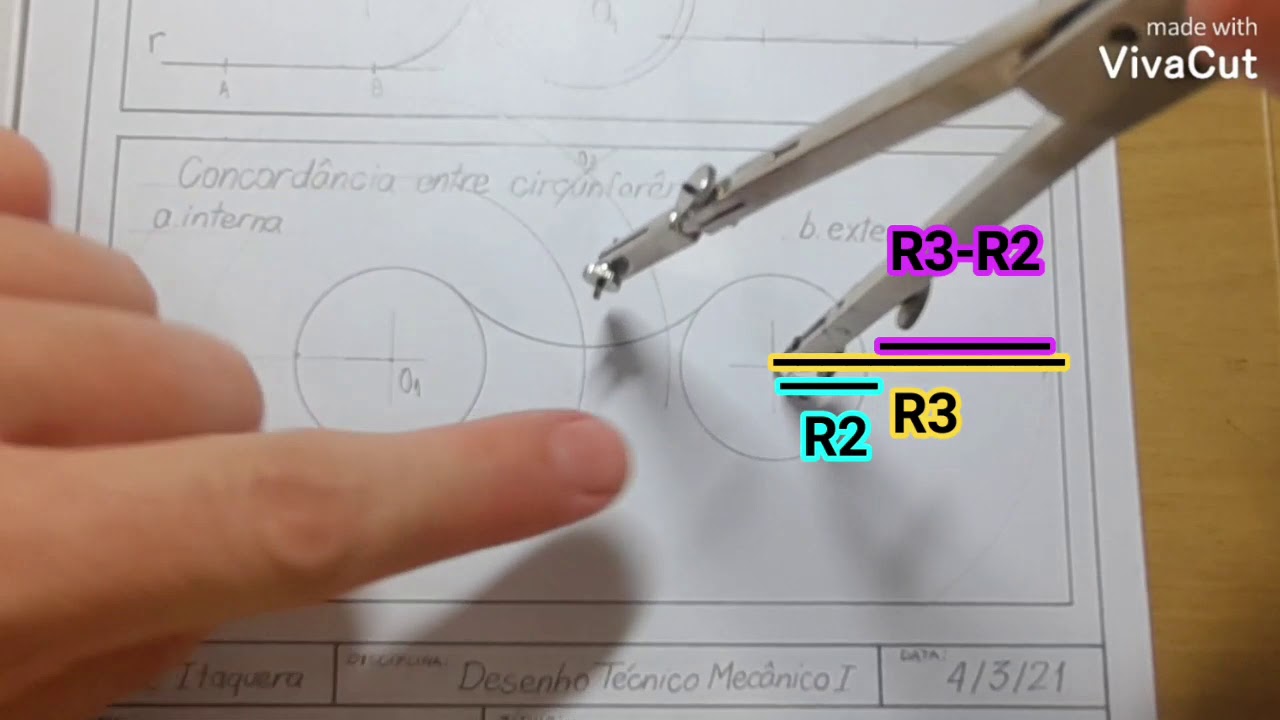 Concordância interna entre circunferências - Desenho Técnico - Construções Geométricas