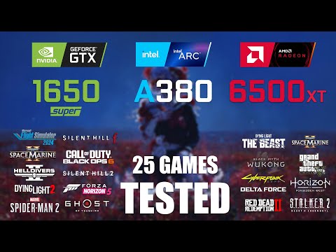 GTX 1650S 4GB vs ARC A380 6GB vs RX 6500XT 4GB | i5-13600K | 1080p - 25 Games Tested