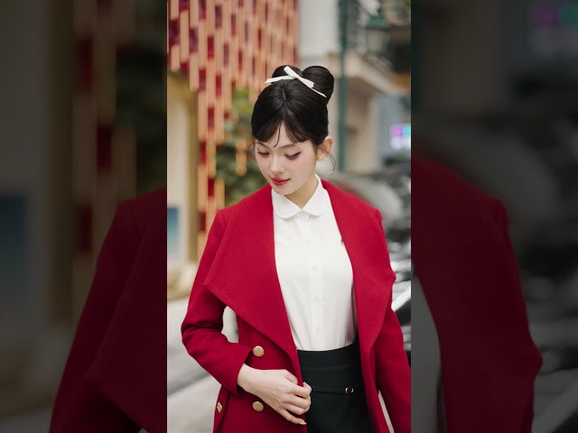 ED23S534 - Áo măng tô dạ vân chéo