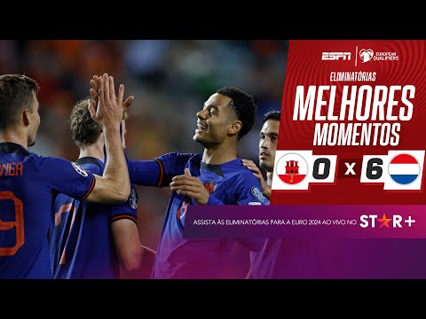 Gakpo faz gol 'sem querer', e Holanda encerra eliminatórias da Euro com 6 a 0 | MELHORES MOMENTOS