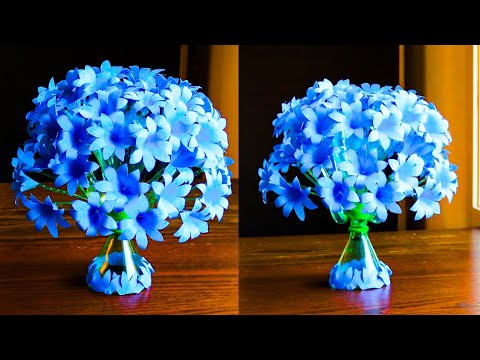 🌸 Plastic Bottle Flower Vase Craft | DIY Paper Flowers | Easy Home Decor Ideas 🌸