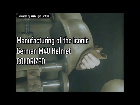 Production of German M40 Helmets Wehrmacht Stahlhelm Factory COLORIZED