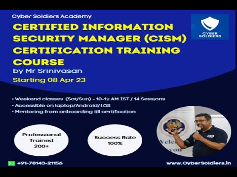 CISM Domain 1 Class by Mr Srinivasan