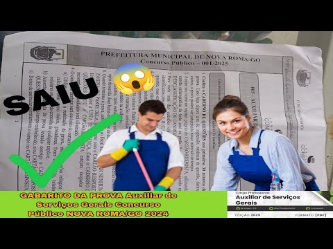 Correção da Prova Auxiliar de Serviços Gerais Concurso Público de NOVA ROMA/GO 2025