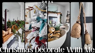 CHRISTMAS DECORATE WITH ME 2024 | BURGUNDY CHRISTMAS DECOR + SIMPLE DIY CHRISTMAS BOWS