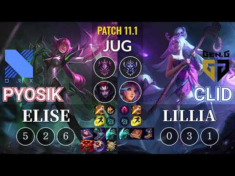 DRX Pyosik Elise vs GEN Clid Lillia Jungle - KR Patch 11.1
