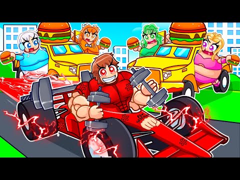 1 MUSCULAR SPEEDRUNNER VS 4 FAT HUNTERS In Roblox Driving Empire...