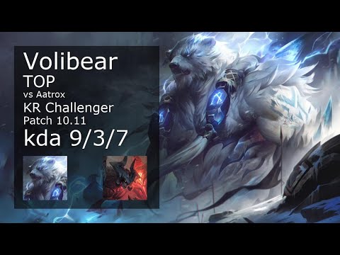 Reworked Volibear Top vs Aatrox - KR Challenger 9/3/7 Patch 10.11 Gameplay