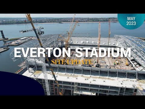 STADIUM ROOF TAKES SHAPE | Latest footage from new Everton Stadium