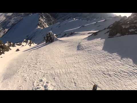 Skiing Lomnicky peak (Lomnický štít) in High Tatras, Slovakia