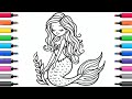 Mermaid Drawing Easy For Kids Step By Step How To Draw Mermaid For Kids Drawing Mermaid Easy