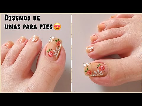 Diseños de uñas para pies ||Uñas Bonitas Con Flores Para Pies ❤️😍🥀 Toe Nail Art Design 🤩🖇