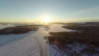 preview picture of video 'Ice skating on the lake Runn in Dalarna, Sweden from the sky with a drone'