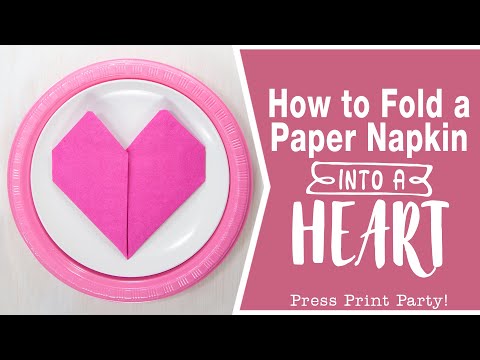 Easy Heart Napkin Folding Instructions with a Paper Napkin for Valentines' Day Table - Video