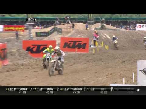 2017 MXGP of Indonesia MX2 Thomas Kjer Olsen passes Samuele Bernardini