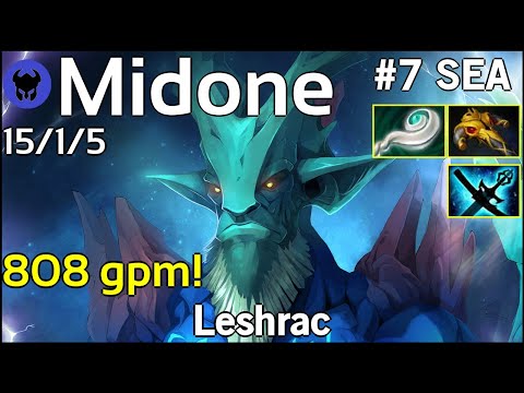 808 gpm! Midone [Secret] plays Leshrac!!! Dota 2 7.22