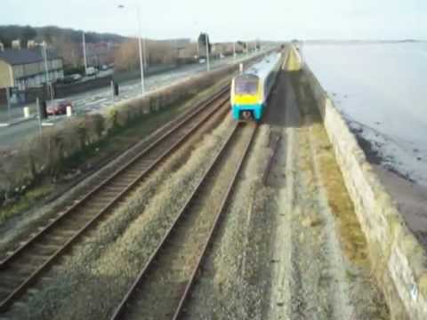 Arriva Trains Wales Chester bound train passing Ffynnongroyw, Flintshire Wales UK 2012