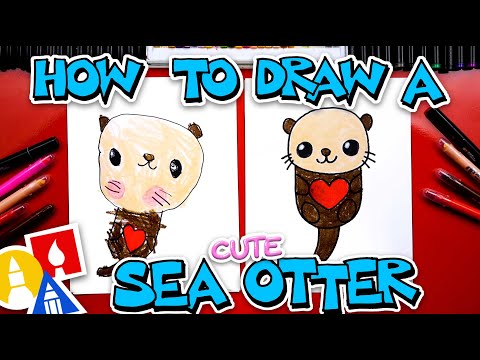How To Draw A Cute Sea Otter Holding A Heart