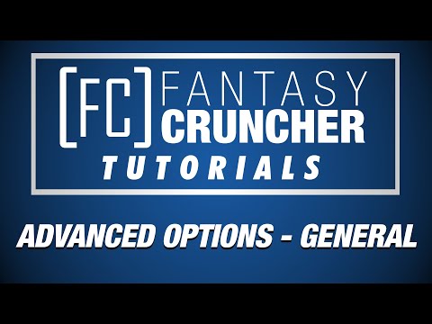 Fantasycruncher Tutorials Advanced Options General