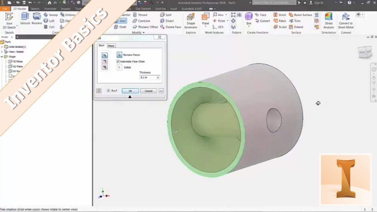 Inventor 101: Shell Command and Model Tree Planes