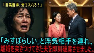 「みすぼらしい」と浮気相手を連れてきた夫に離婚を突きつけられたので、笑顔で判を押し、どん底に突き落としてやりました。#海外の反応