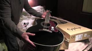 Video thumbnail for Unpacking Epiphone EJ-200 Artist Acoustic Guitar by Peter J