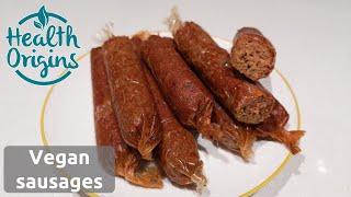 Homemade vegan sausages using vegetarian casings