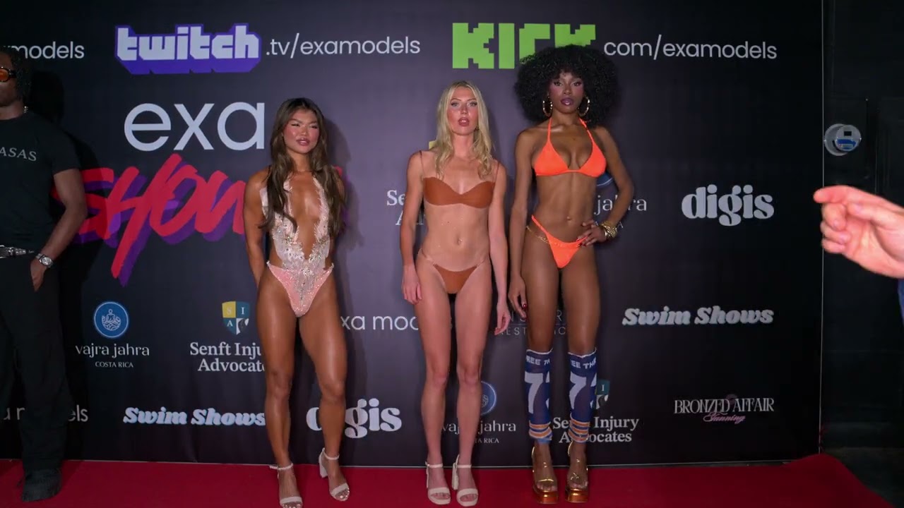 Exa Models Joanna Julianne & Ashley interviewed red on the red carpet at Exa Shows Art Basel Miami