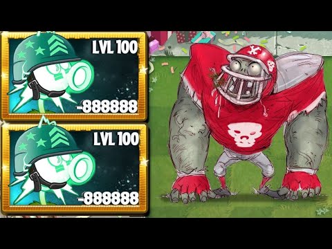 Pvz 2 Challenge - All Plants Max Level POWER UP vs 100 Football All-star Zombies