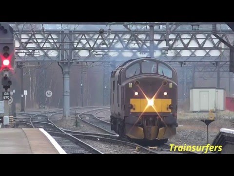 WCRC Class 37 No. 37706 on 0Q39 Diggle Jn - Preston @ Guide Bridge on 11.01.16 - HD
