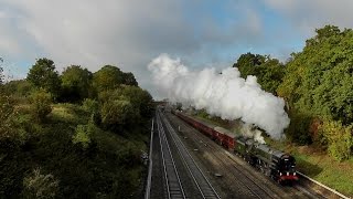 preview picture of video 'Steam Train: 70013 Oliver Cromwell, The Cathedrals Express, Newbury to Ely, 16 Oct 14'