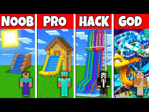 Epic Minecraft Battle: NOOB vs GOD vs HACKER vs PRO Build Waterpark