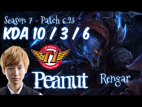 SKT T1 Peanut RENGAR vs LEE SIN Jungle - Patch 6.23 KR Ranked