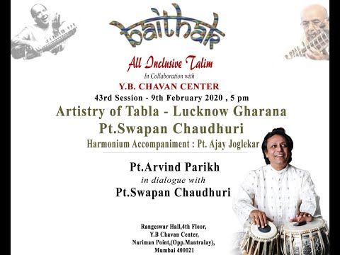 Baithak 43rd Session - Artistry of Tabla - Lucknow Gharana Pt. Swapan Chaudhuri