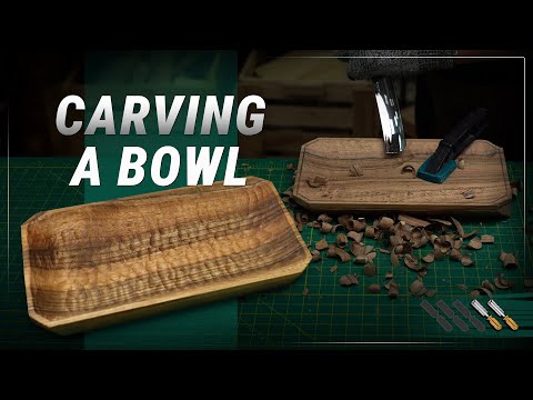 Hand Carving a Small Walnut Wood Bowl with Textured Finish