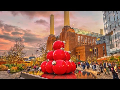 London Christmas Walk Tour 2025 ✨ Battersea Power Station at Christmas 🎄 4K HDR