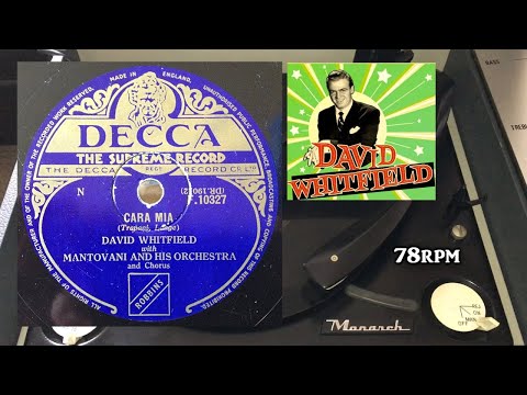 David Whitfield With Mantovani And His Orchestra - Cara Mia, 1954, Decca - F.10327,10", 78 RPM