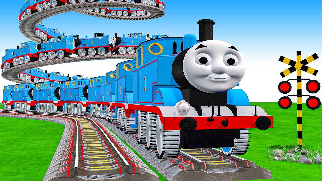 【踏切アニメ】複雑な電車 3 Trains Thomas Climbing Pynamid 2025 🚦 Fumikiri 3D Railroad Crossing Animation #train
