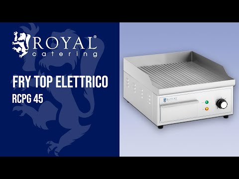 Video - Fry top elettrico - 380 x 330 mm - Royal Catering - rigato - 2000 W